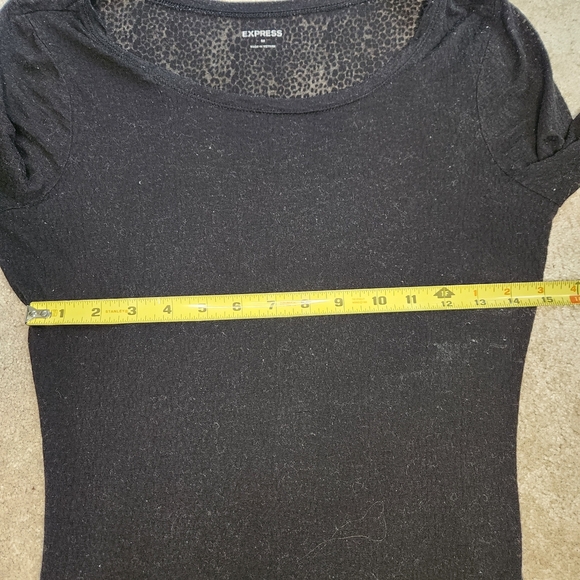 Express Black Leopard Sheer Print Top - Picture 5 of 6